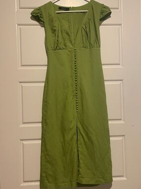 KAOA Green Button-Front Midi Dress